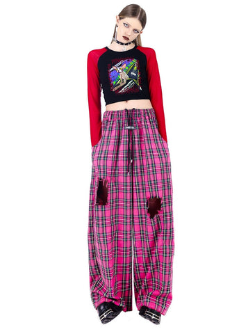 PINKSPINK Punk Plaid Harem Pants - Pink