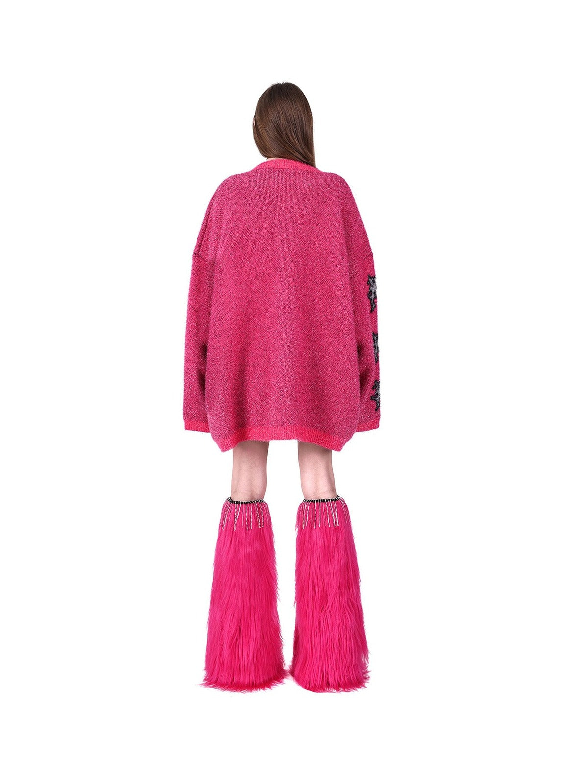 PINKSPINK Gothic Symbol Oversized Sweater - Grey and Pink