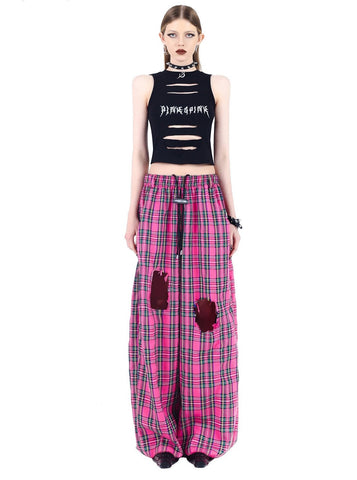 PINKSPINK Punk Plaid Harem Pants - Pink