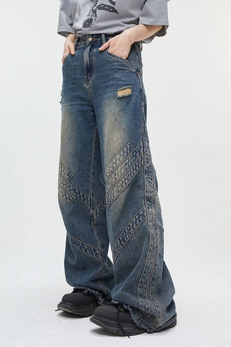 Relaxed Distressed Straight Loose Jeans