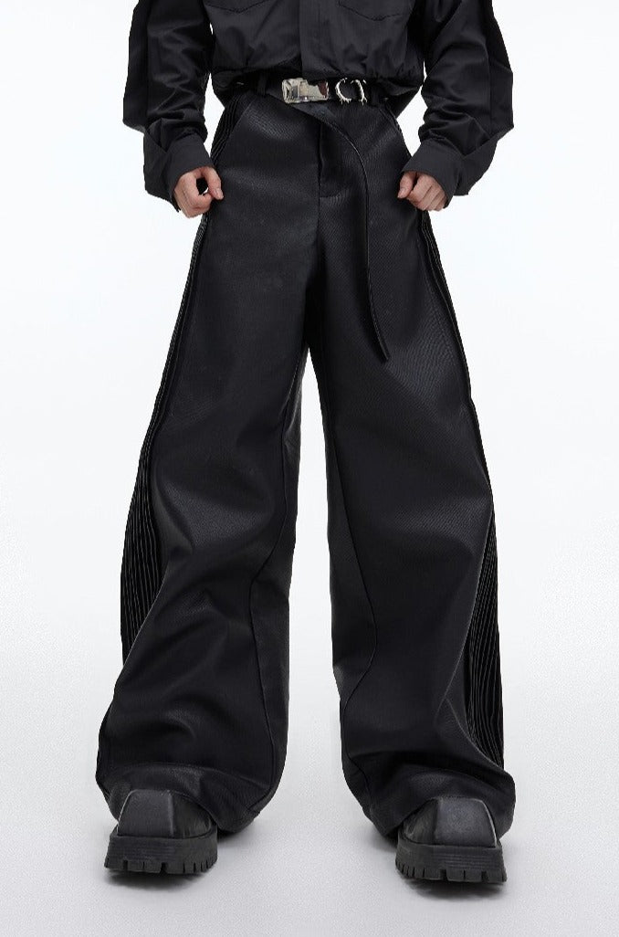 Pleated Vegan Leather Pants