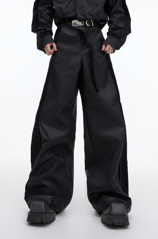 Pleated Vegan Leather Pants