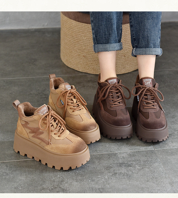 Vintage Leather Thick Bottom Shoes