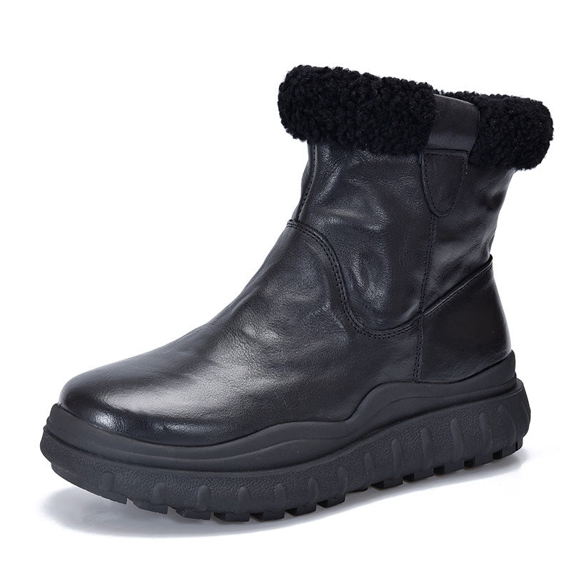 Versatile Warm Solid Color Thick Bottom Cotton Boots