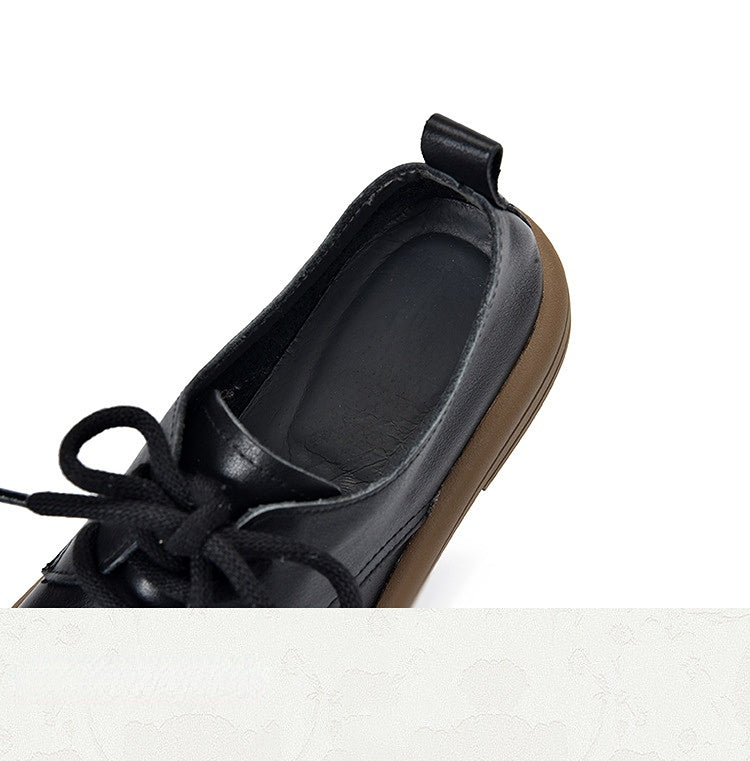 Simple Solid Color Mid Heel Leather Shoes