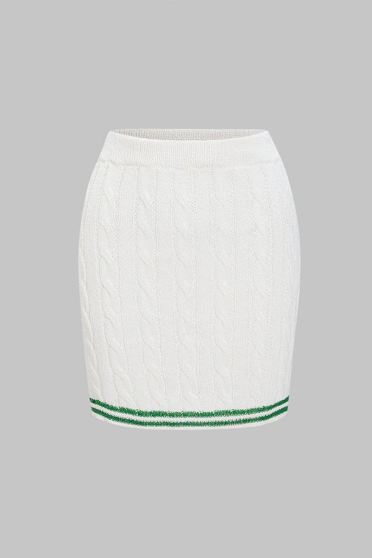 Basic Contrast Knit Skirt