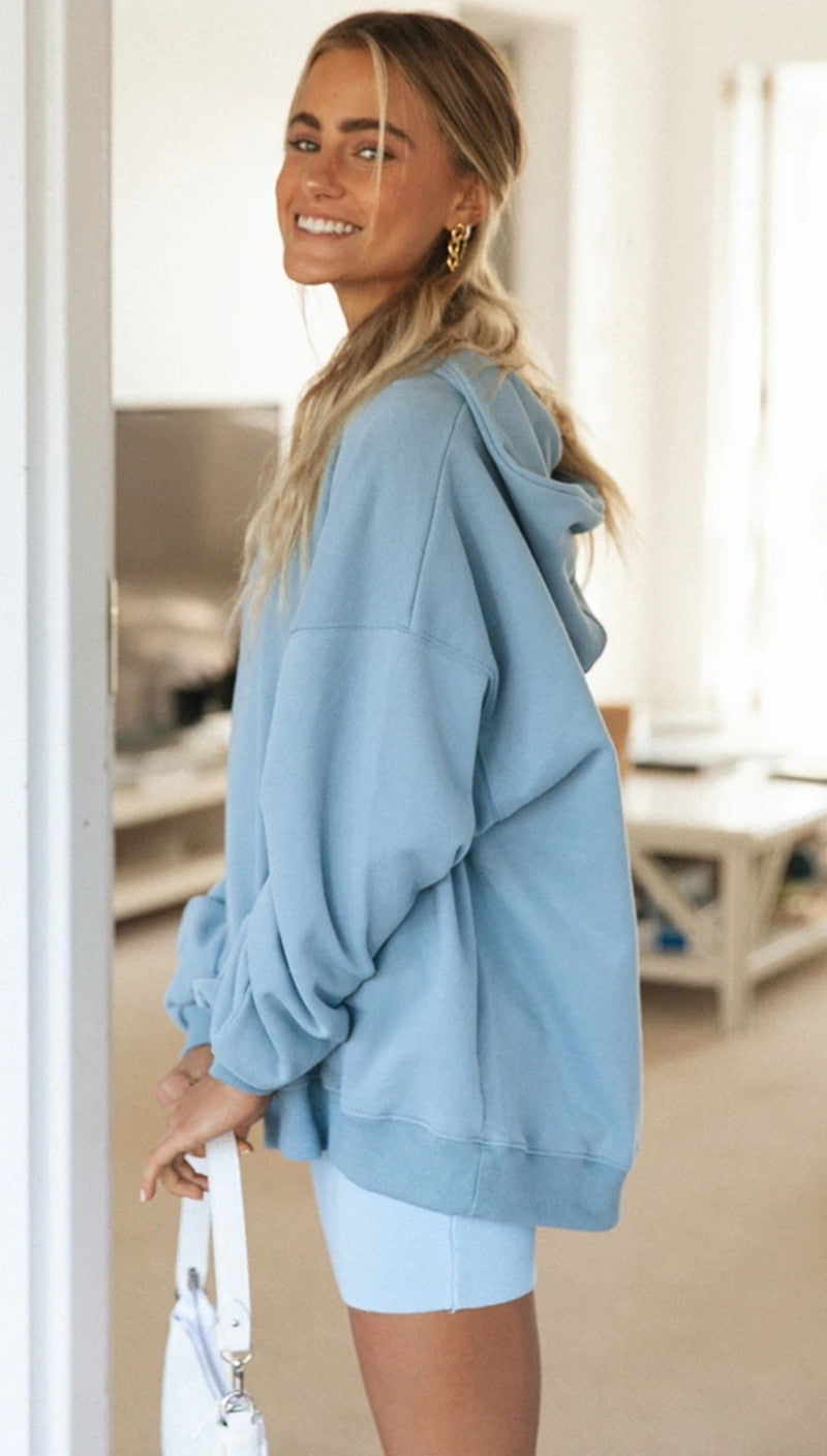 Blue Oversized Hoodie Sweatshirt