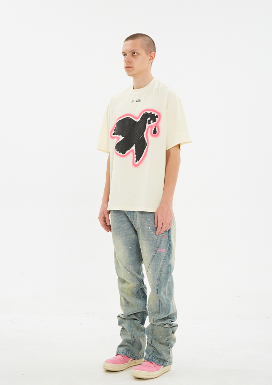Serene Peace Dove Suede Foam Printed T-Shirt