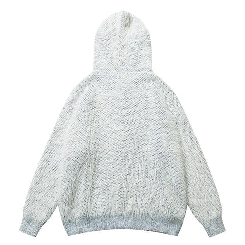 Plush Textured Zip Knit Hoodie