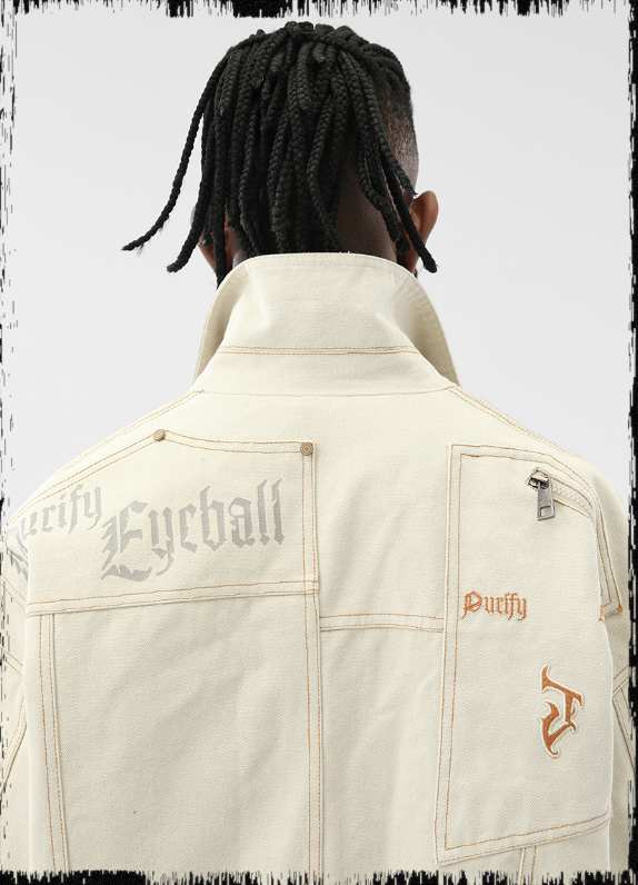 Short Jacket With Coil Buckle Lapel And Embroidery