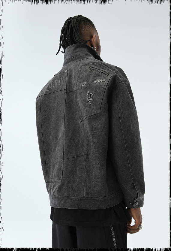 Short Jacket With Coil Buckle Lapel And Embroidery