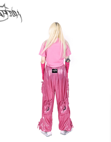 PINKSPINK Shiny Parachute Cargo Pants - Hot Pink