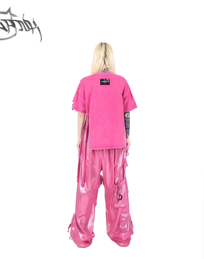 PINKSPINK Shiny Parachute Cargo Pants - Hot Pink