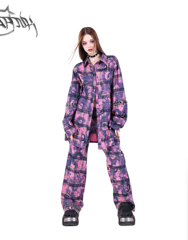 PINKSPINK Mystic Plaid Cargo Pants - Purple and Pink