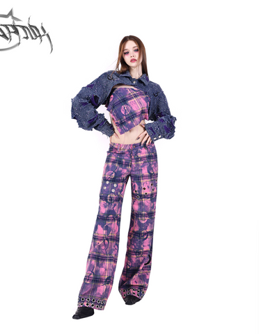 PINKSPINK Mystic Plaid Cargo Pants - Purple and Pink