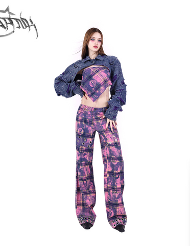 PINKSPINK Mystic Plaid Cargo Pants - Purple and Pink