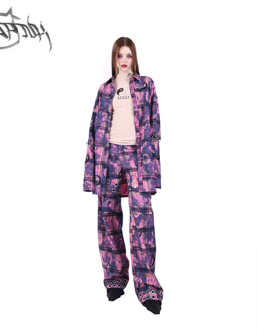 PINKSPINK Mystic Plaid Cargo Pants - Purple and Pink