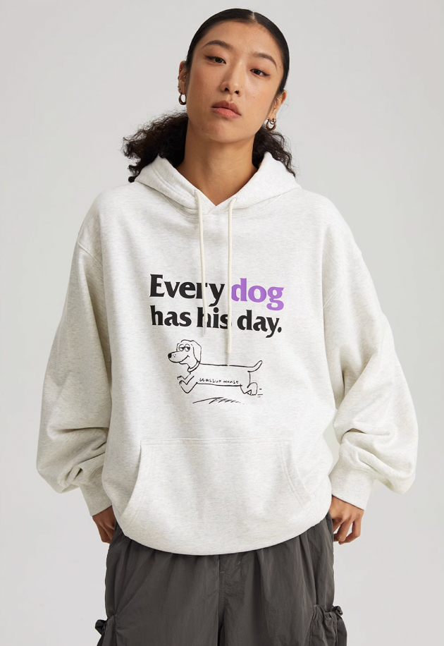 Playful Puppy'S Day Print Hoodie