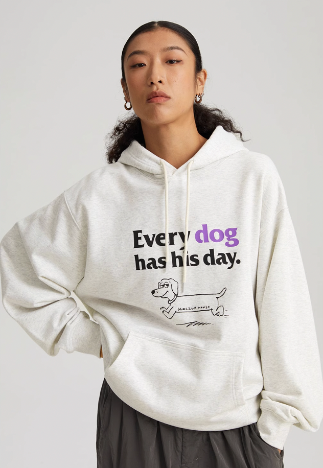 Playful Puppy'S Day Print Hoodie