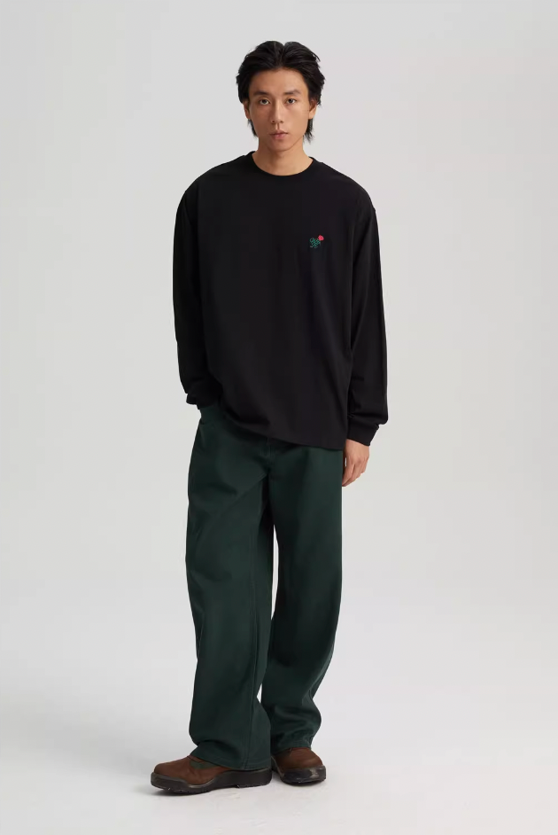 Romantic Rose Embroidery Long Sleeved Tee