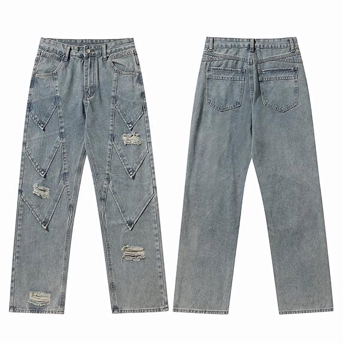 Deconstructed Diamond Denim Jeans