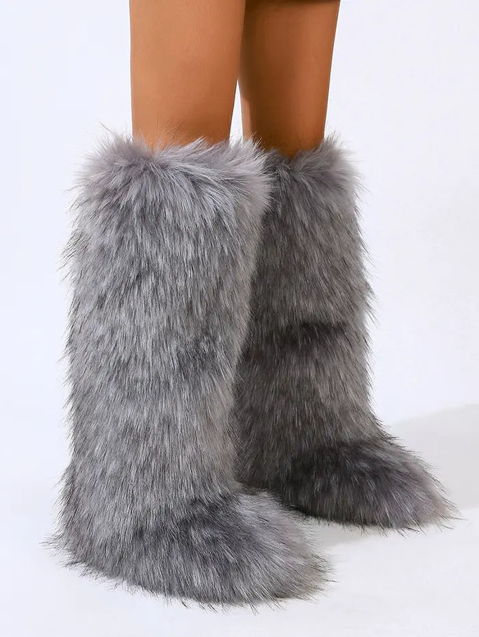 Warmth Thermal Fluffy Faux Fur Mid-calf Snow Boots