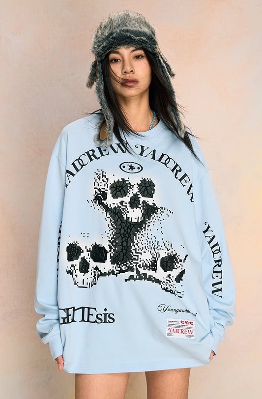 Edgy Skeleton Graphic Print Long Sleeve Tee