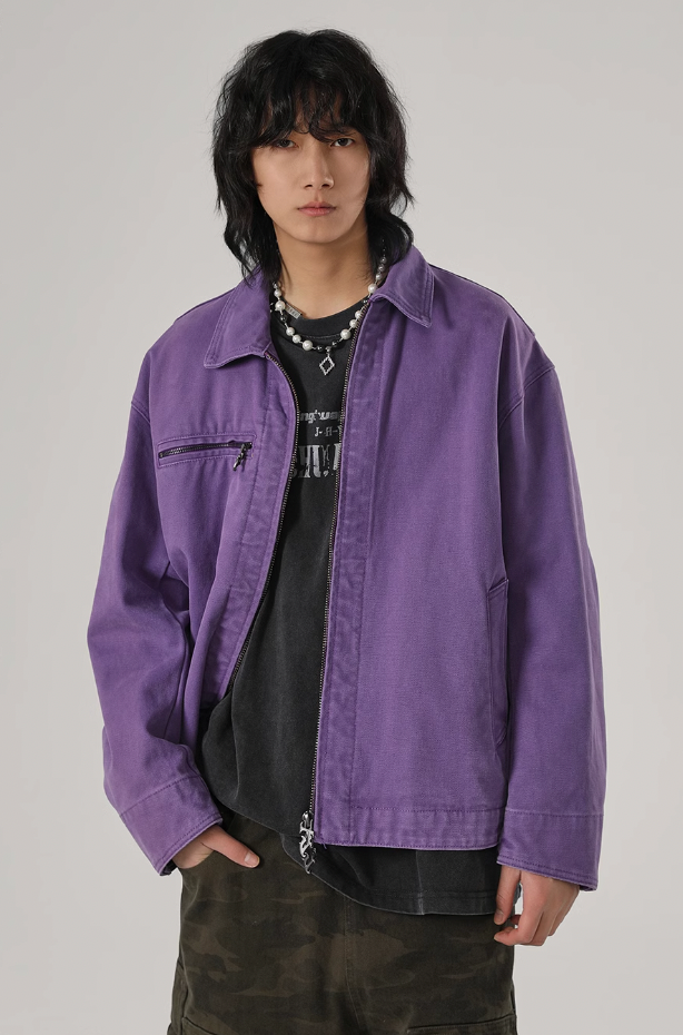 Rivets Fake Two Piece Design Logo Jacket