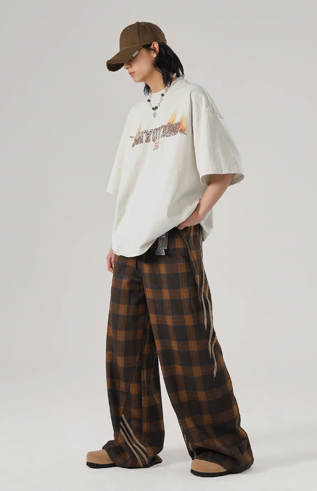 Sports Plaid Striped Paratrooper Pants