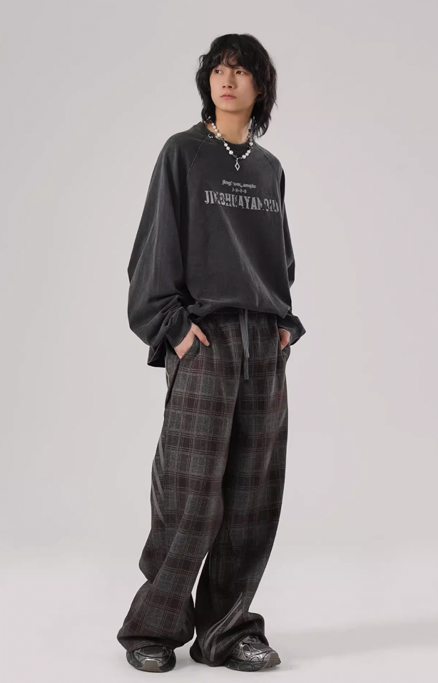 Sports Plaid Striped Paratrooper Pants