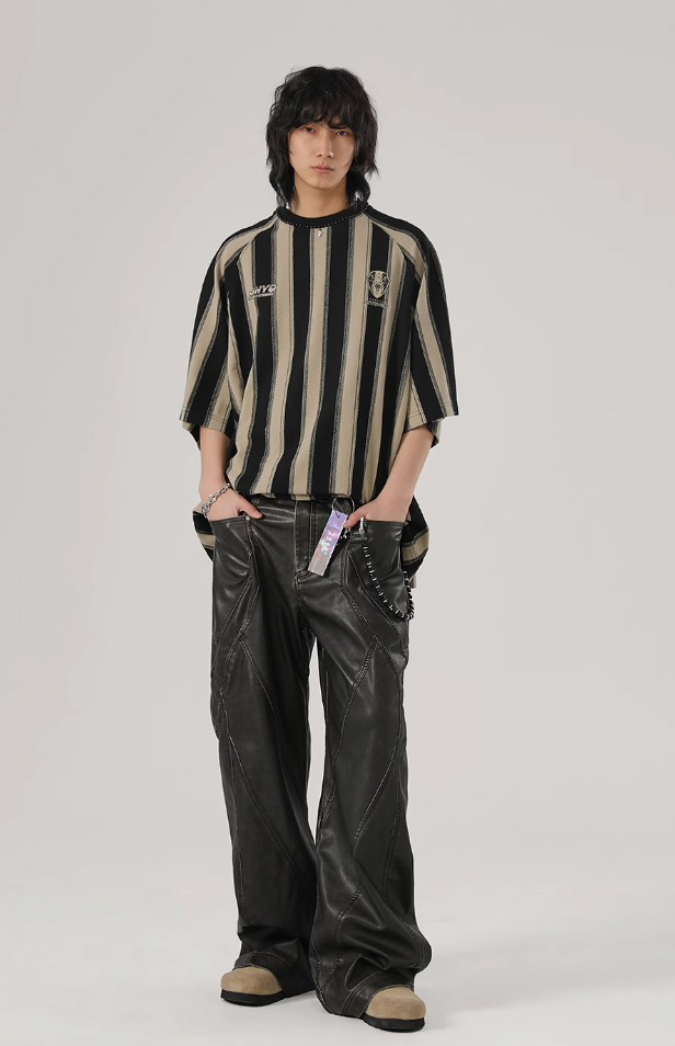 Retro Polyurethane Leather Motorcycle Pants