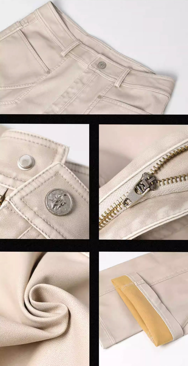 Retro Polyurethane Leather Motorcycle Pants