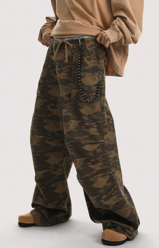 Camouflage Pleated Paratrooper Work Pants