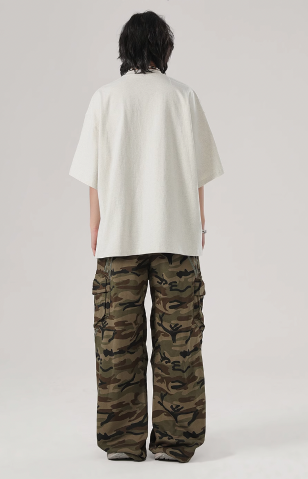 Striped Camouflage Work Cargo Pants