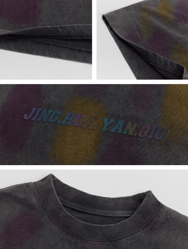 Polka Dot Dyed Tee With Washed Old Worn Effect