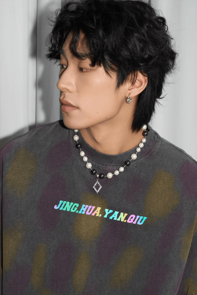 Polka Dot Dyed Tee With Washed Old Worn Effect