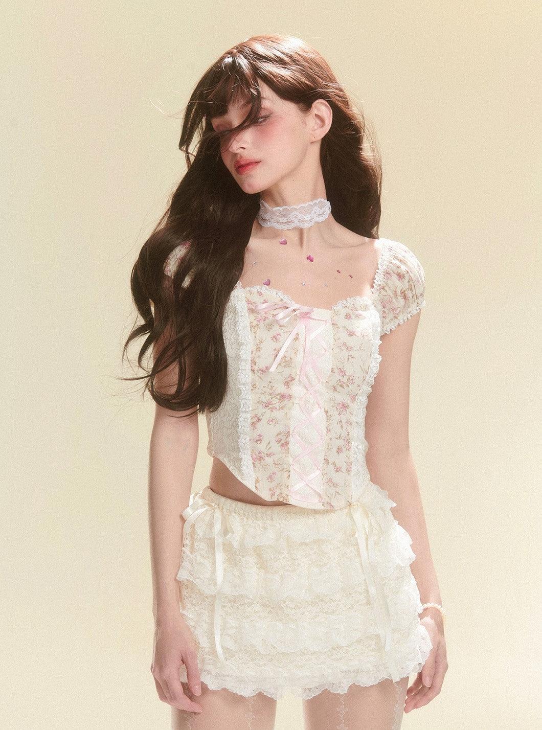 Elegant White Lace A-Line Mini Skirt