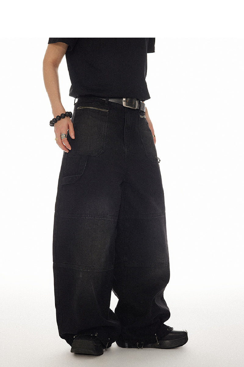 Rugged Distressed Denim Straight-Leg Jeans