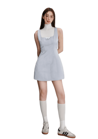 Adjustable Balletcore Bow-Tie Jumper Dress