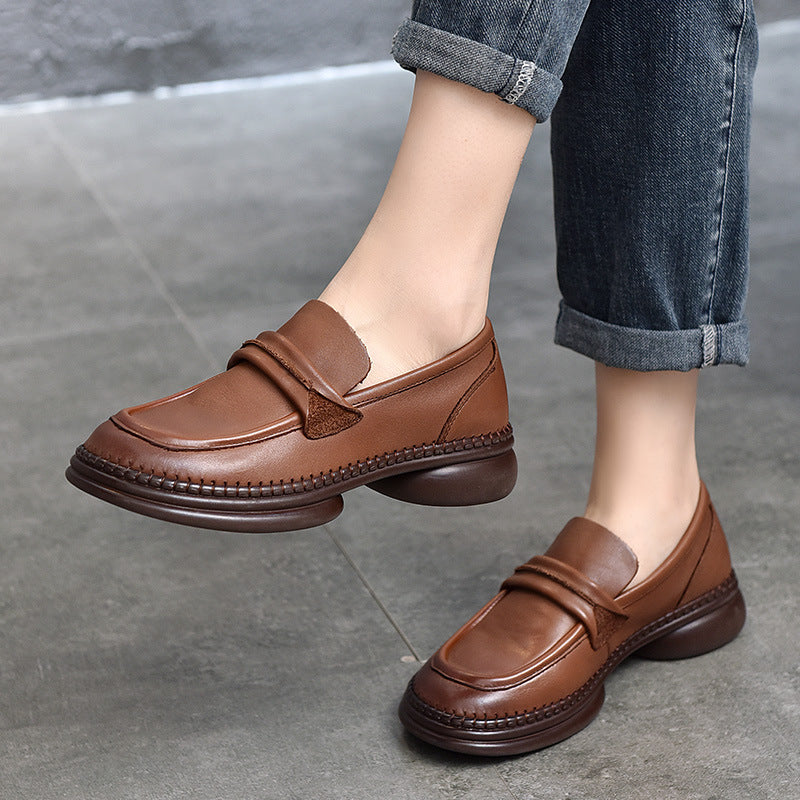 Classic Leather Soft Sole Mid-Heel Shoes