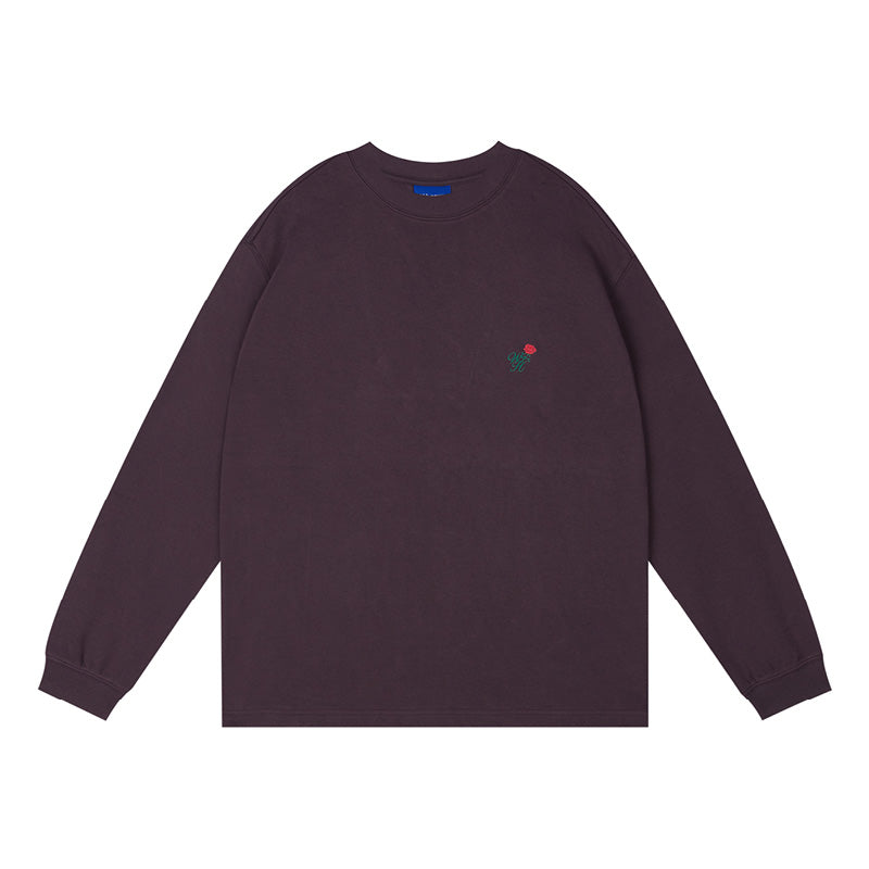 Romantic Rose Embroidery Long Sleeved Tee