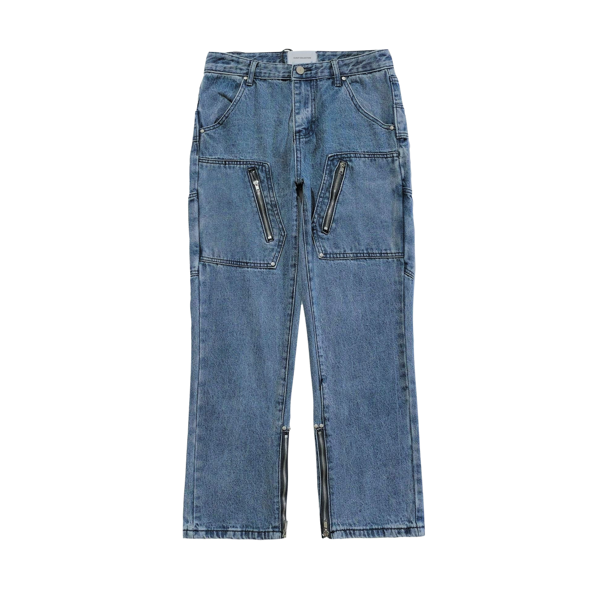 Multi-Zip Utility Denim Jeans