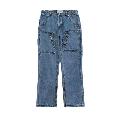 Multi-Zip Utility Denim Jeans