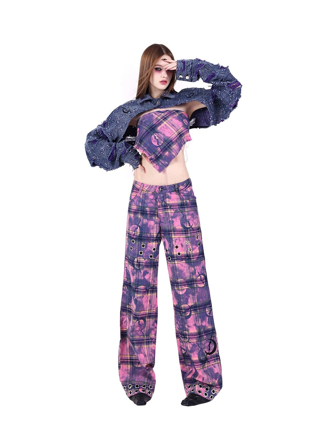 PINKSPINK Mystic Plaid Cargo Pants - Purple/Pink