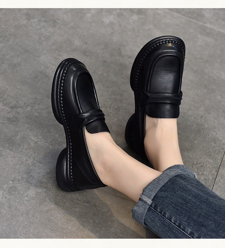 Classic Leather Soft Sole Mid-Heel Shoes