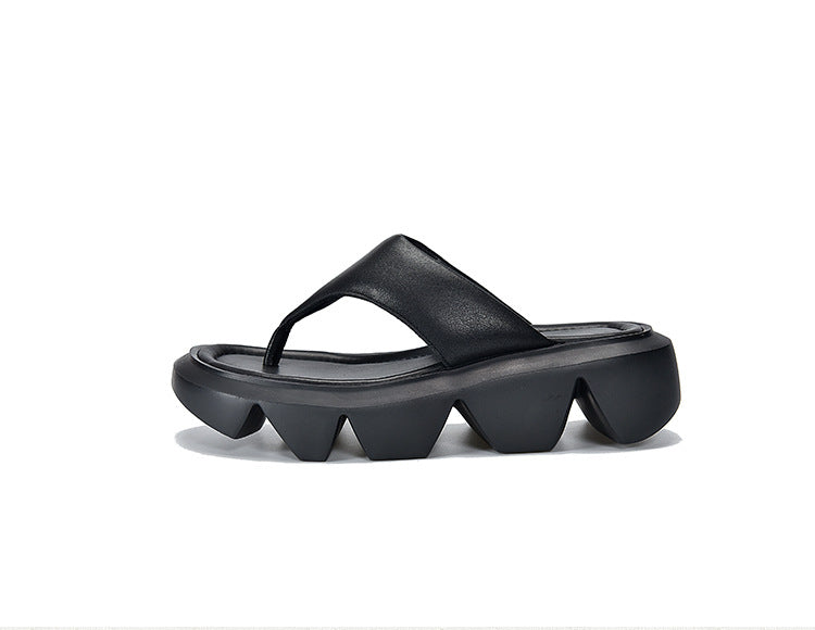 Casual Leather Thick Bottom Slippers