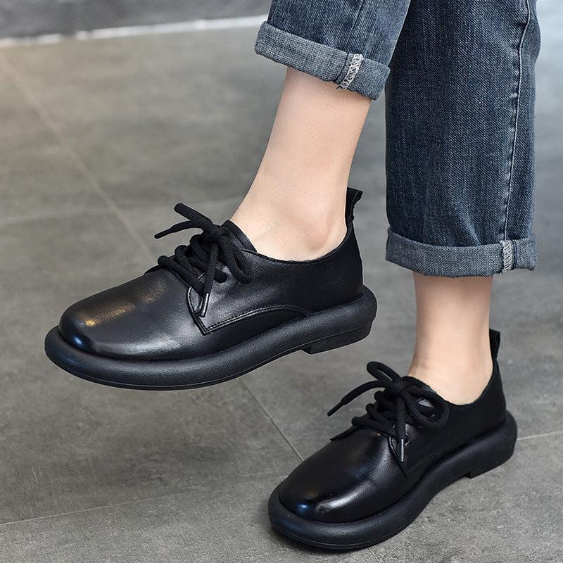 Casual Leather Lace-up Flat Shoes