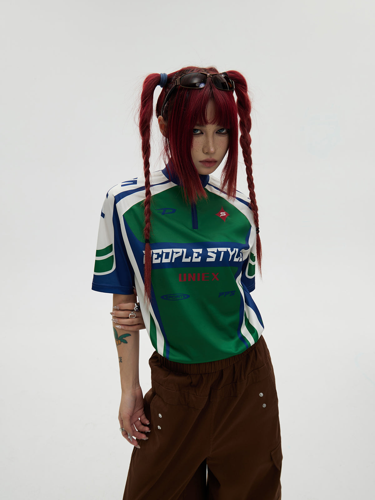 Unisex High-Neck Logo Jersey Tops