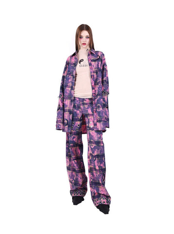 PINKSPINK Mystic Plaid Cargo Pants - Purple/Pink