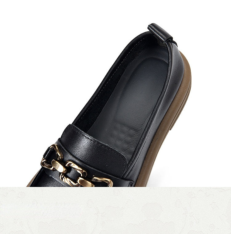 British Style Splicing Round Toe Leather Shoes